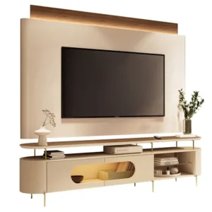 Rack Para Sala Orgânico Sâmia com Painel Para TV 85 Pol Aslan B01 Off White Castanho